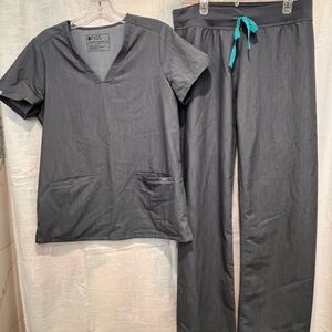 Figs Gray V-Neck Scrub set